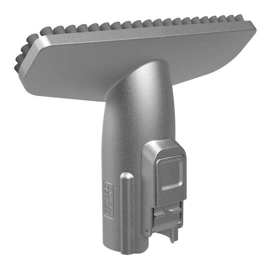 BLACKDECKER BHFEV362DA upholstery cleaning tool with textured edge, side angle, silver finish.