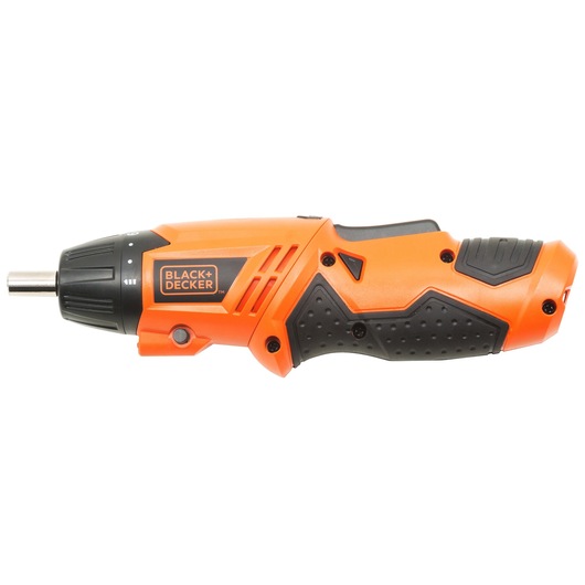 BLACKDECKER KC4815 orange and black cordless screwdriver side view on white background.